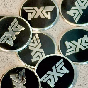 PXG Round PXG Logo Ball Marker – Black / Brushed Silver